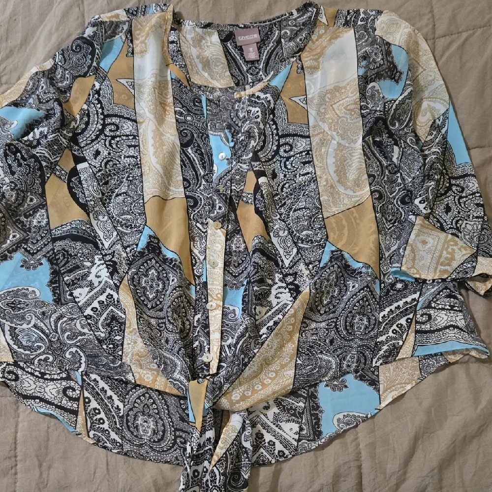 Chico Women's Multicolor Paisley Top - Picture 2 of 3